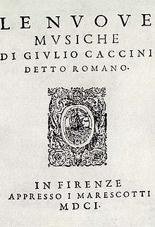 Caccini Nuove Musiche title page